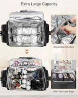 Relavel Rolling Makeup Train Case, Hairstylist Traveling Bag with 4 Wheels, Heat Insulation Full Layer, Adjustable Dividers, Hair Tools and Cosmetics Storage Organizer Trolley Suitcase Makeup Cart