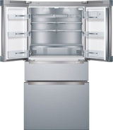 Bosch – 800 Series 20.5 Cu. Ft. 4-Door French Door Counter-Depth Smart Refrigerator – Stainless steel