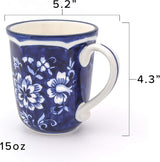 Euro Ceramica Blue Garden 16 Piece Oven Safe Hand Painted Stoneware Dinnerware Set, Service for 4, Bold Vase Design/Floral Pattern, White and blue
