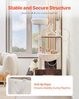 VEVOR Large Cat Tree with Litter Box Enclosure, 55.12 inches Tall, 2-in-1 Cat Tower, Multi-Level Cat Condo Furniture with Perches, Sisal Scratching Posts, Hammock, Big Kittens House for Indoor Cats