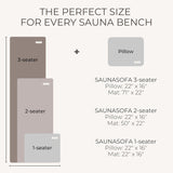 SAUNASOFA? Sauna Mat & Pillow Set ?C 2 Seater Sauna seat Cushion with Pillow ?C Heat-Resistant Sauna kit for Infrared & Finnish saunas in Grey