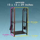 Juvale Firewood Rack with 4 Fireplace Tools – Fireplace Log Holder for Indoor An