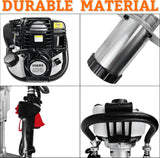 Gas Powered 4-Stroke T Post Driver Hammer Drills, 37.7CC Gasoline Engine Pile Driver, Air Cooling Single Cylinder Gasoline Petrol Garden Fencing Tool Machine with 2 Post Driving Head