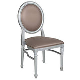 Flash Furniture 2 Pk. Hercules Series 900 lb. Capacity King Louis Chair with Taupe Vinyl Back and Seat and Silver Frame