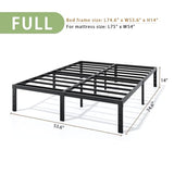 Metal Bed Frame Full Size – 14 Inch Heavy-Duty Full Platform Bed Frame No Box Spring Needed, Easy Assembly, Noise-Free, Sturdy Mattress Foundation, Underbed Storage Space