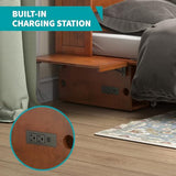 BALUS Murphy Bed Cabinet,Queen Murphy Bed with Tri-fold Mattress & USB Charging Station,Modern Wall Chest Beds with Folding Night Stand Trays and Storage Drawers for Bedroom Living Room,Grey-Blue