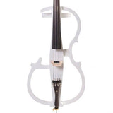 Cecilio CECO-2WH Full Size 4/4 Ebony Electric Silent Pearl White Cello in Style 2 +Soft Case, Bow u0026 Accessories