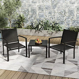 Greesum 4 Pieces Patio Furniture Set, Outdoor Conversation Sets for Patio, Lawn, Garden, Poolside with A Glass Coffee Table, Black