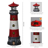 Garden Outdoor Statues, Waterproof Lighthouse Lights Lawn Decor; Automatic Rotating Solar Lights for Yard, Patio, Ground, Tabletop Decoration; Unique Housewarming Gifts – Red