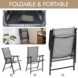 Yaheetech Patio Dining Chairs Set of 4 with Armrests, Outdoor Folding Chairs with Metal Frame and Backrest for Lawn, Garden, Yard and Poolside, Black