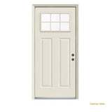 JELD-WEN 32 in. x 80 in. 6 Lite Craftsman Primed Steel Prehung Left-Hand Inswing Front Door
