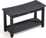 HDPS Shower Bench Seat, Poly Lumber Bathroom Stool for Inside Shower Waterproof, Foot Rest Stool for Shaving Legs with Adjustable Feet, Plastic Spa Bath Chair Seat for Bathroom, Non-Slip, Brown