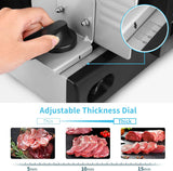 Meat Slicer, 7.5 Electric Deli Food Slicer with 2 Removable Stainless Steel Blades, Adjustable Thickness Meat Slicer for Home Use, Cuts Frozen Meat, Cheese, Bread, Vegetables, Easy to Clean, Black