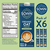 SOWN Organic Oat Creamer Unsweetened – Barista Oat Milk Non Dairy Coffee Creamer – Plant Based, Dairy-Free, Vegan, 0g Added Sugar, Gluten-Free, Non-GMO, Shelf Stable – 32oz (Pack of 6)