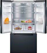 Bosch – 800 Series 21 Cu. Ft. French Door Counter-Depth Smart Refrigerator – Black stainless steel