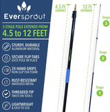 EVERSPROUT Never-Scratch SnowBuster 7-to-24 Foot (Up to 30 Ft Standing Reach) | Pre-Assembled Extendable Roof Rake for Snow Removal | Heavy-Duty Aluminum, Soft Foam Pad | Exclusive Push/Pull Design