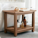 HDPS Shower Bench Seat, Poly Lumber Bathroom Stool for Inside Shower Waterproof, Foot Rest Stool for Shaving Legs with Adjustable Feet, Plastic Spa Bath Chair Seat for Bathroom, Non-Slip, Brown