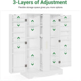 47?? Kitchen Pantry Cabinet with Drawer, Pantry Storage Cabinet with Adjustable Shelves, White Kitchen Pantry Storage Cabinet, Buffet Cupboards Sideboard for Home Office Use