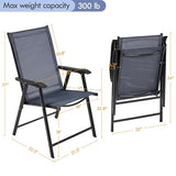 Yaheetech Patio Dining Chairs Set of 4 with Armrests, Outdoor Folding Chairs with Metal Frame and Backrest for Lawn, Garden, Yard and Poolside, Black